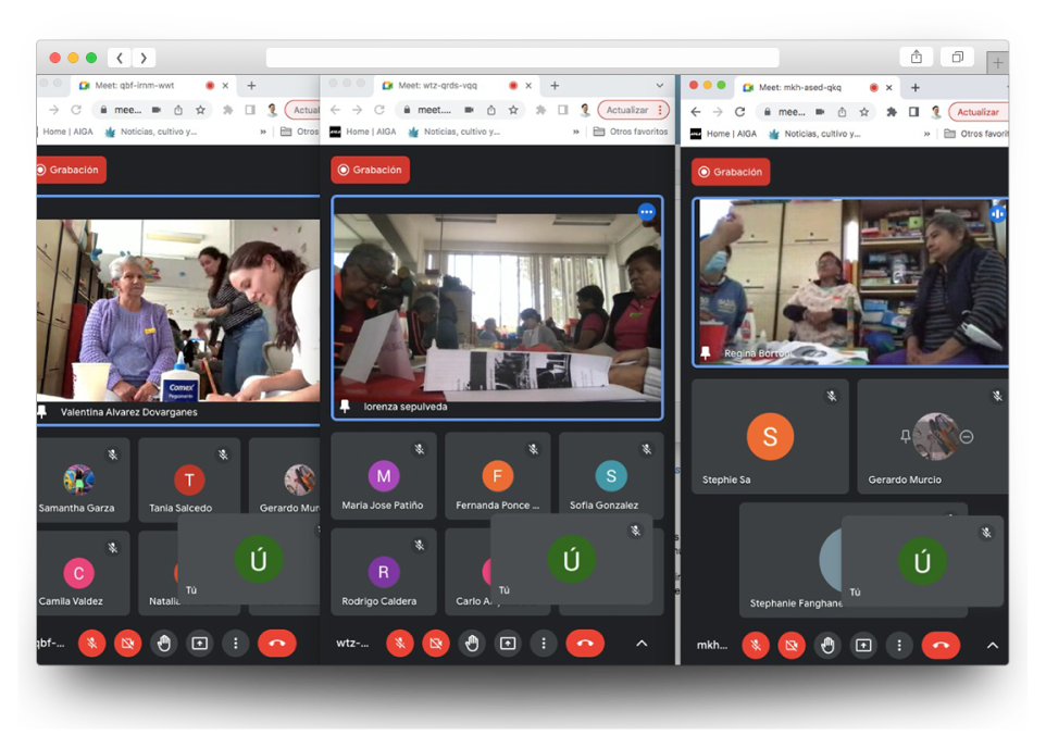 A screenshot of simultaneous video calls during the co-design workshop