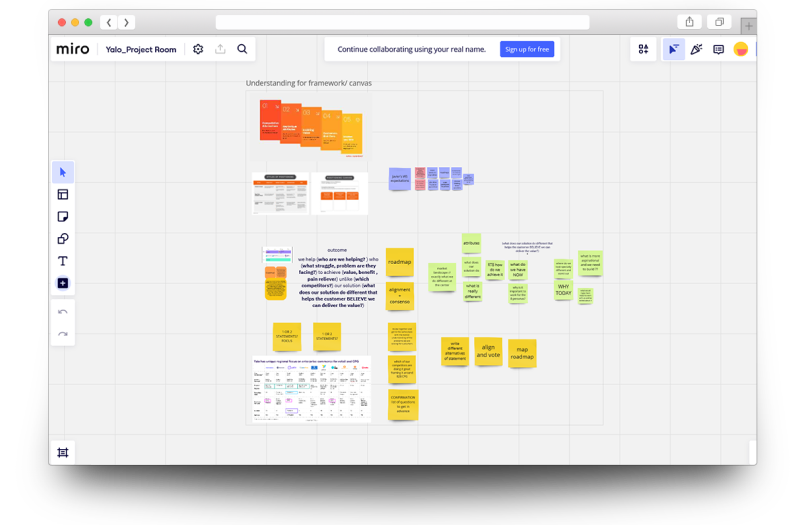 A screenshot showing the board of a remote workshop.